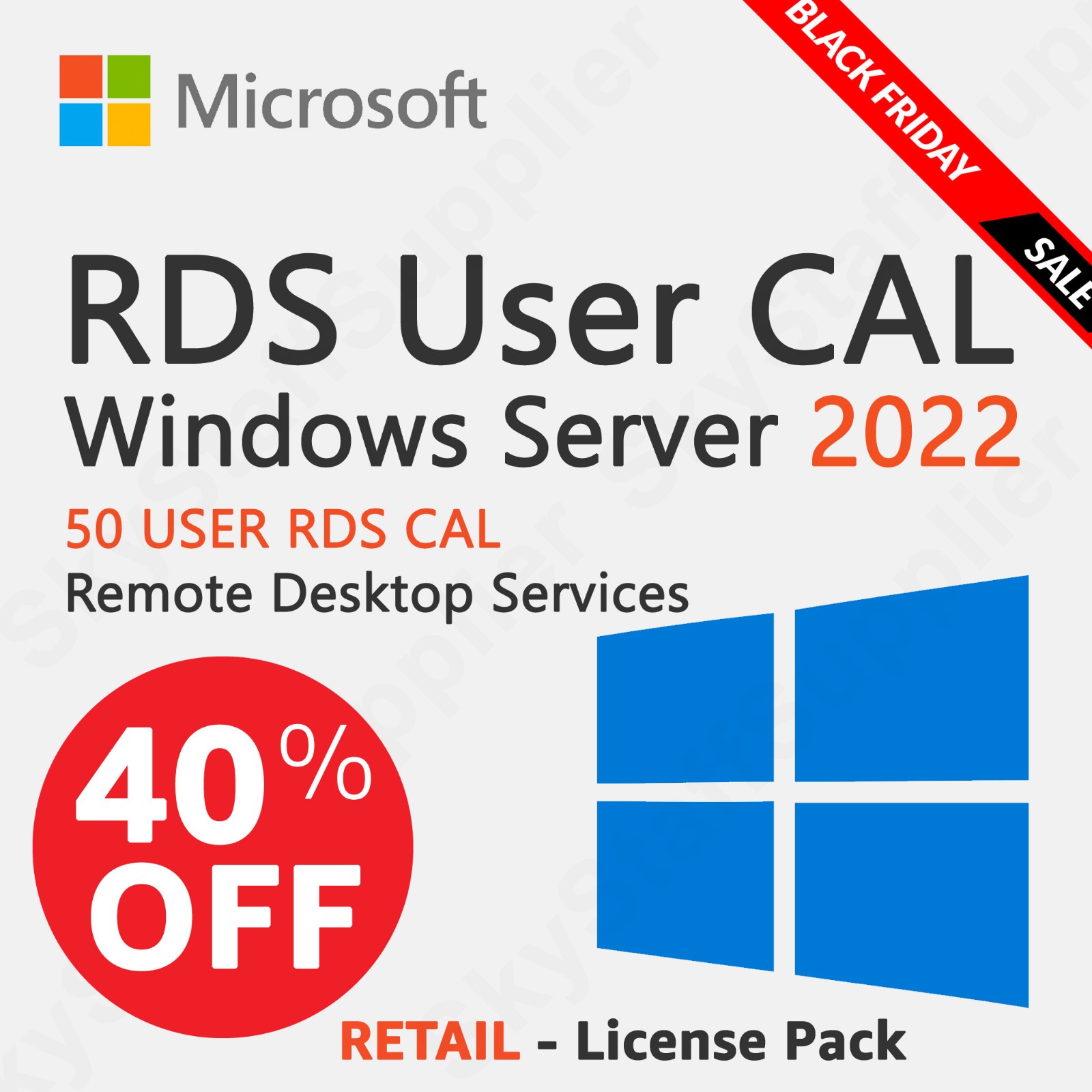 Windows Server 2022 Remote Desktop RDS License 50 Users FULL NEW RETAIL PACK