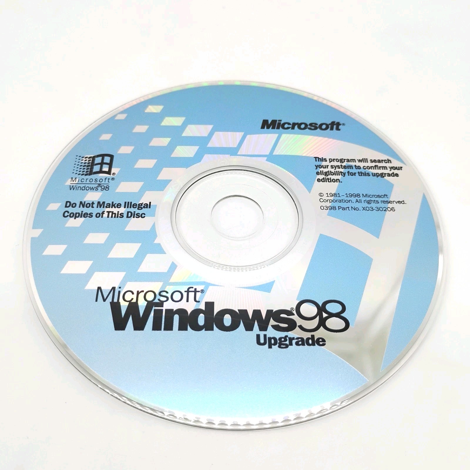 Microsoft Windows 98 Upgrade PC CD-ROM w/ Product Key 1998 Original Retail