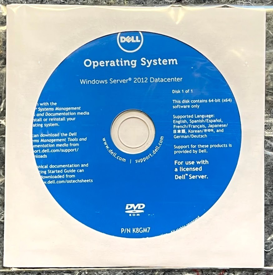 Dell / Microsoft Windows Server 2012 Datacenter DVD Installation Media / 39X5D