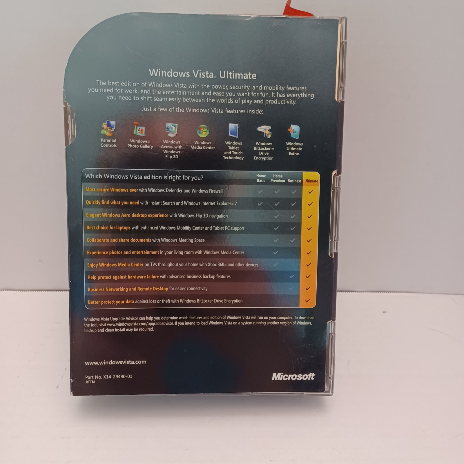 Microsoft Windows Vista Ultimate Includes Service Pack 1 – 32 bit & 64 bit DVD’s