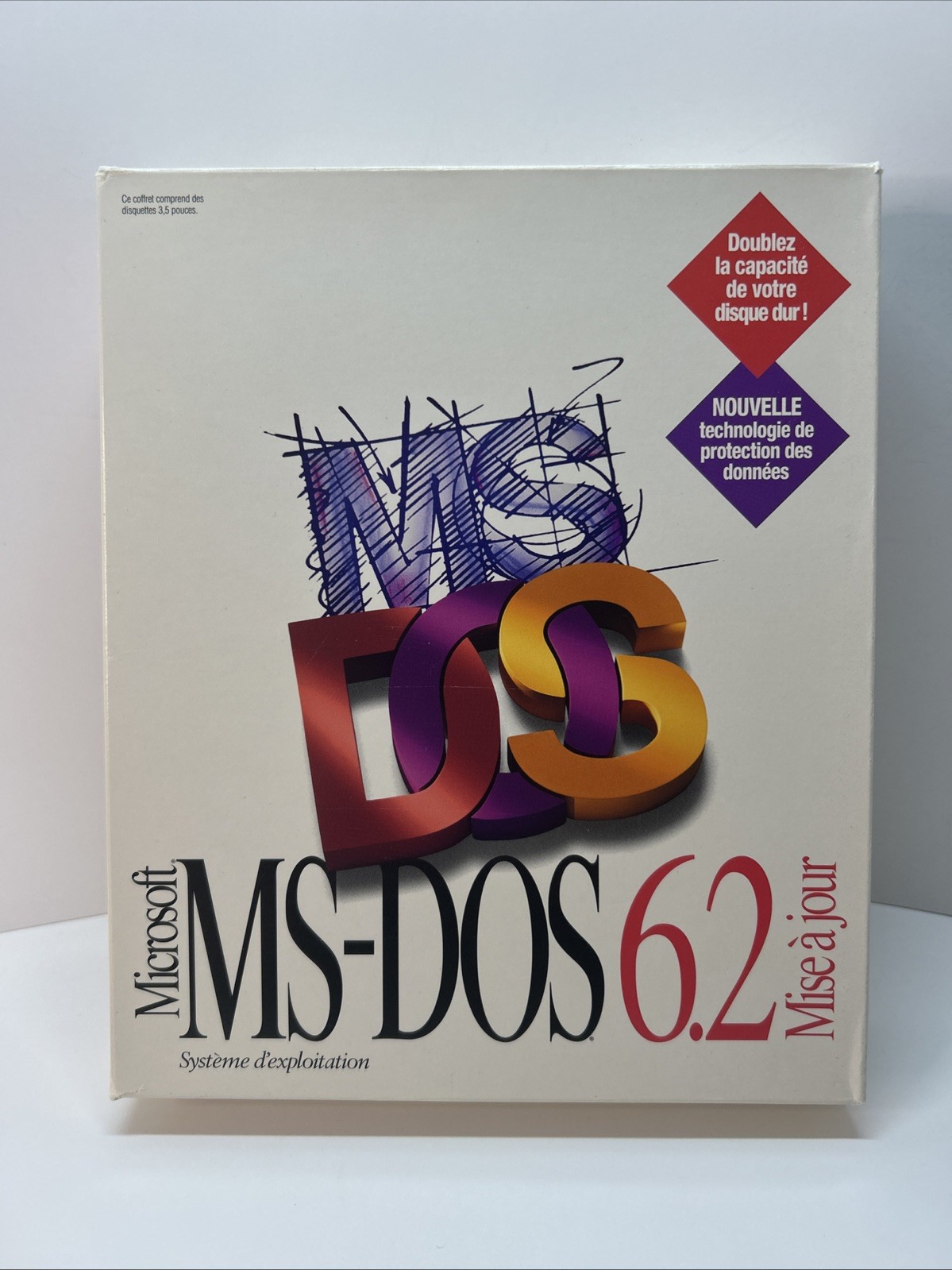 Microsoft MS-DOS 6.2 Upgrade – Big Box With 3.5″ disks – FRENCH