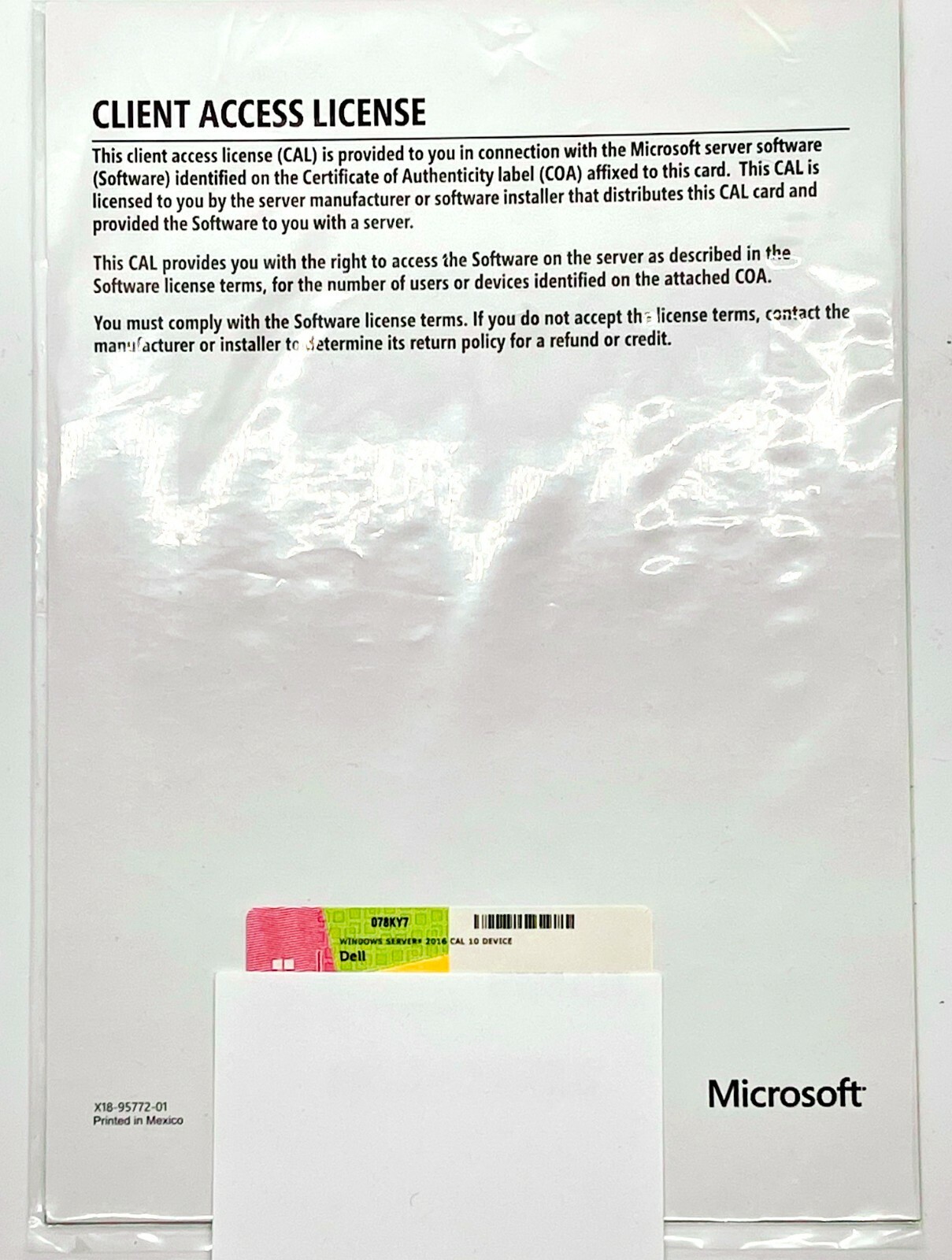 NEW Dell Microsoft Windows Server 2016 CAL (10 CAL) SEALED Client Access License