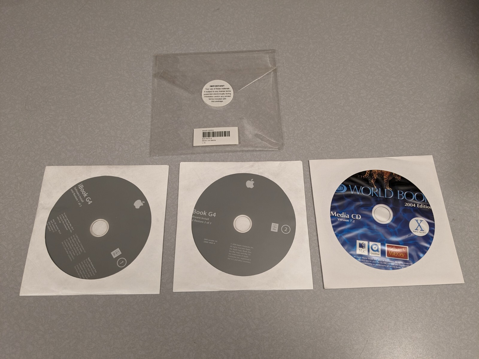 Vintage Apple iBook G4 Install Media DVD Set Rare P/N: 603-5470-A