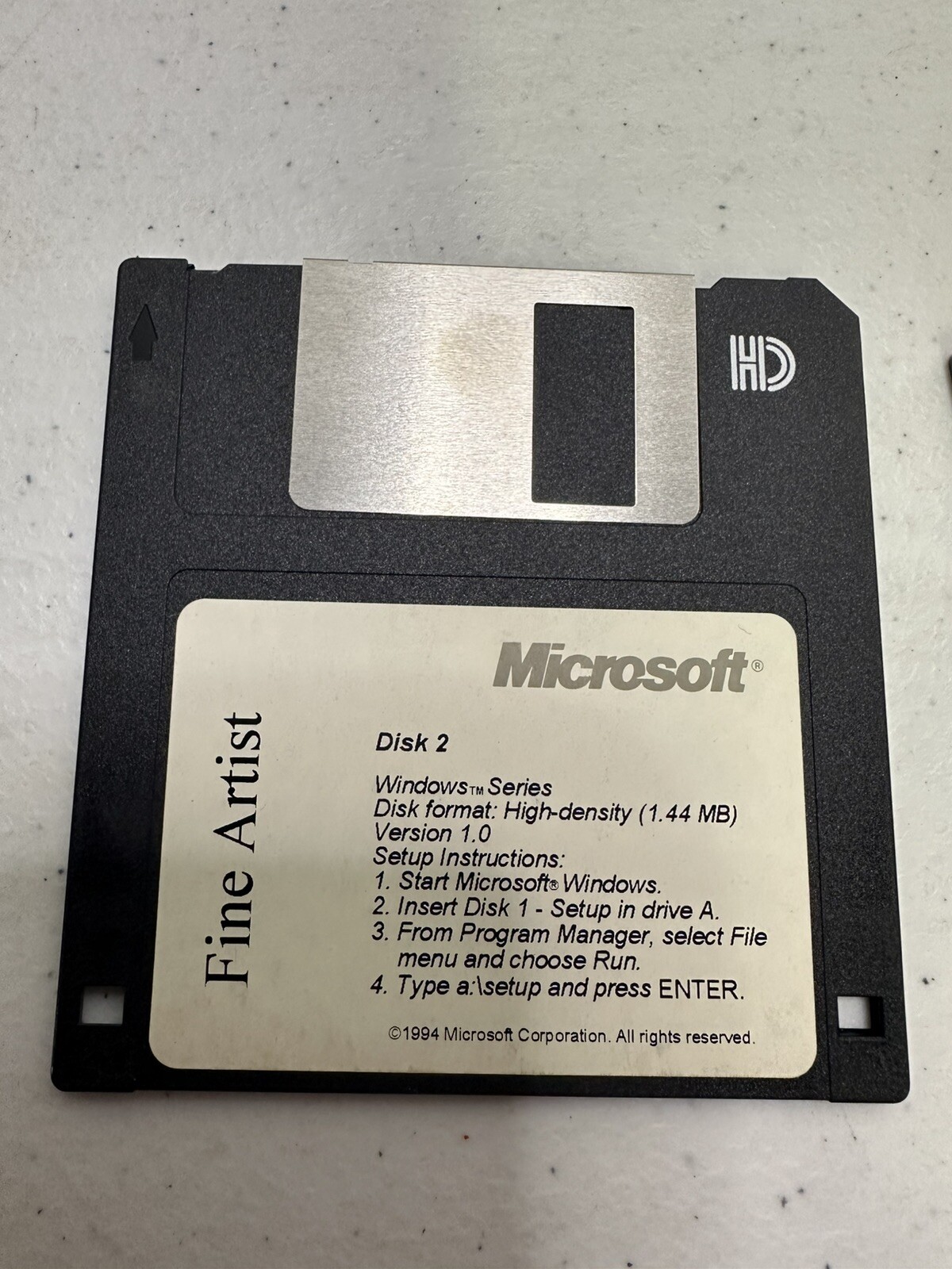 1994 Microsoft Fine Artist Windows Setup Disk 1, 2, & 3 Floppy Disks