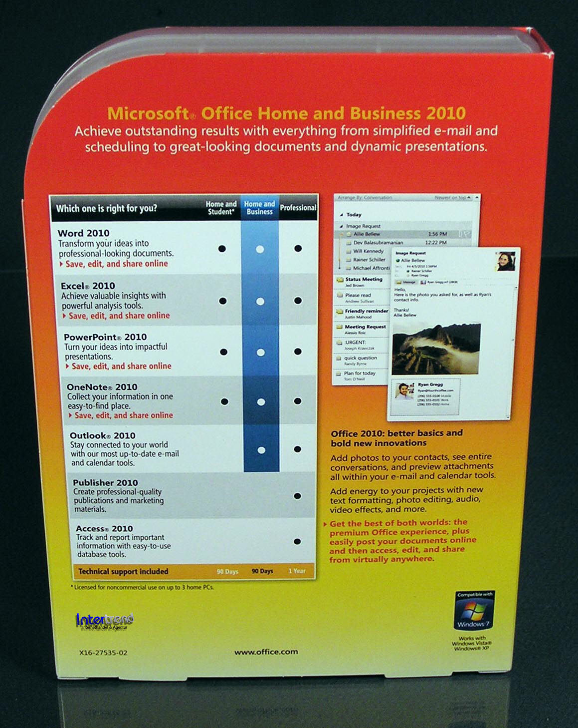 Microsoft Office Home and Business 2010 Vollversion Englisch Box, DVD + SP1 OVP