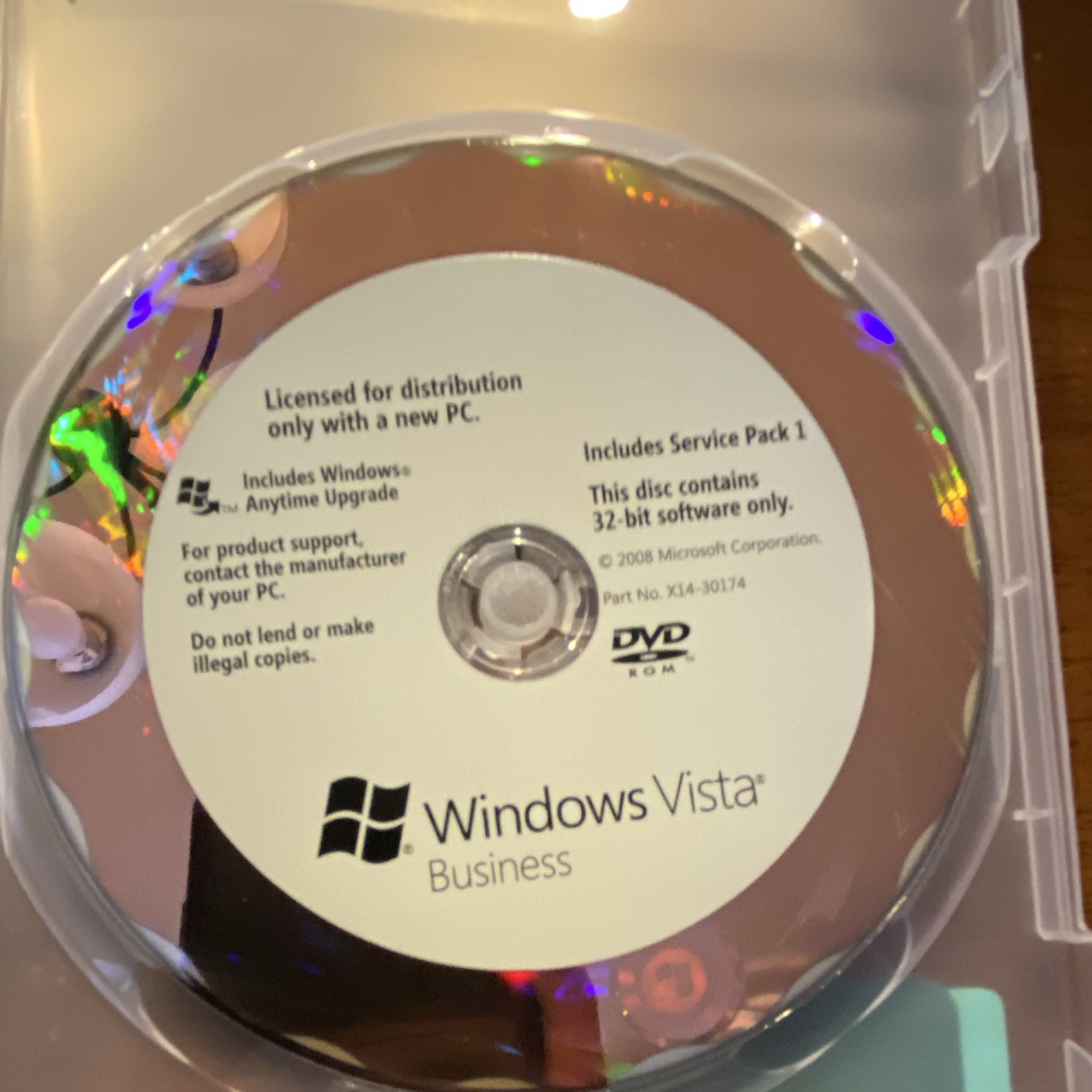 Microsoft Windows Vista Business 32-Bit DVD w/ Service Pack 1 No Key