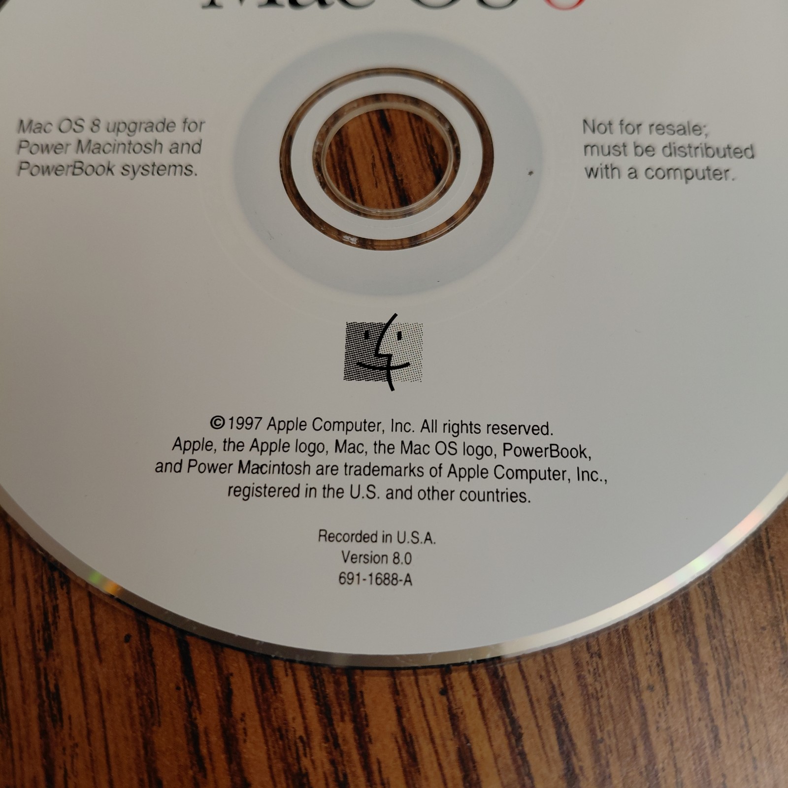 Apple Mac OS 8 Upgrade for Power Macintosh CD Version 8.0 1997 CD ROM Disc Only