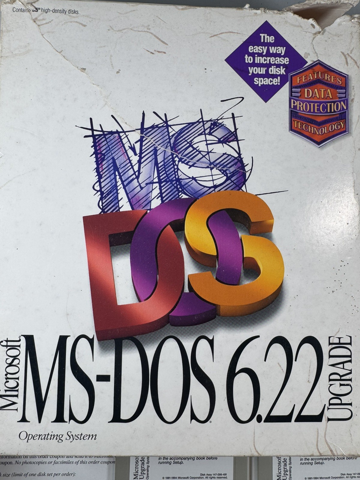 Microsoft MS-DOS 6.22 Upgrade (1994) 3.5” Disks + Manuals – Open Box