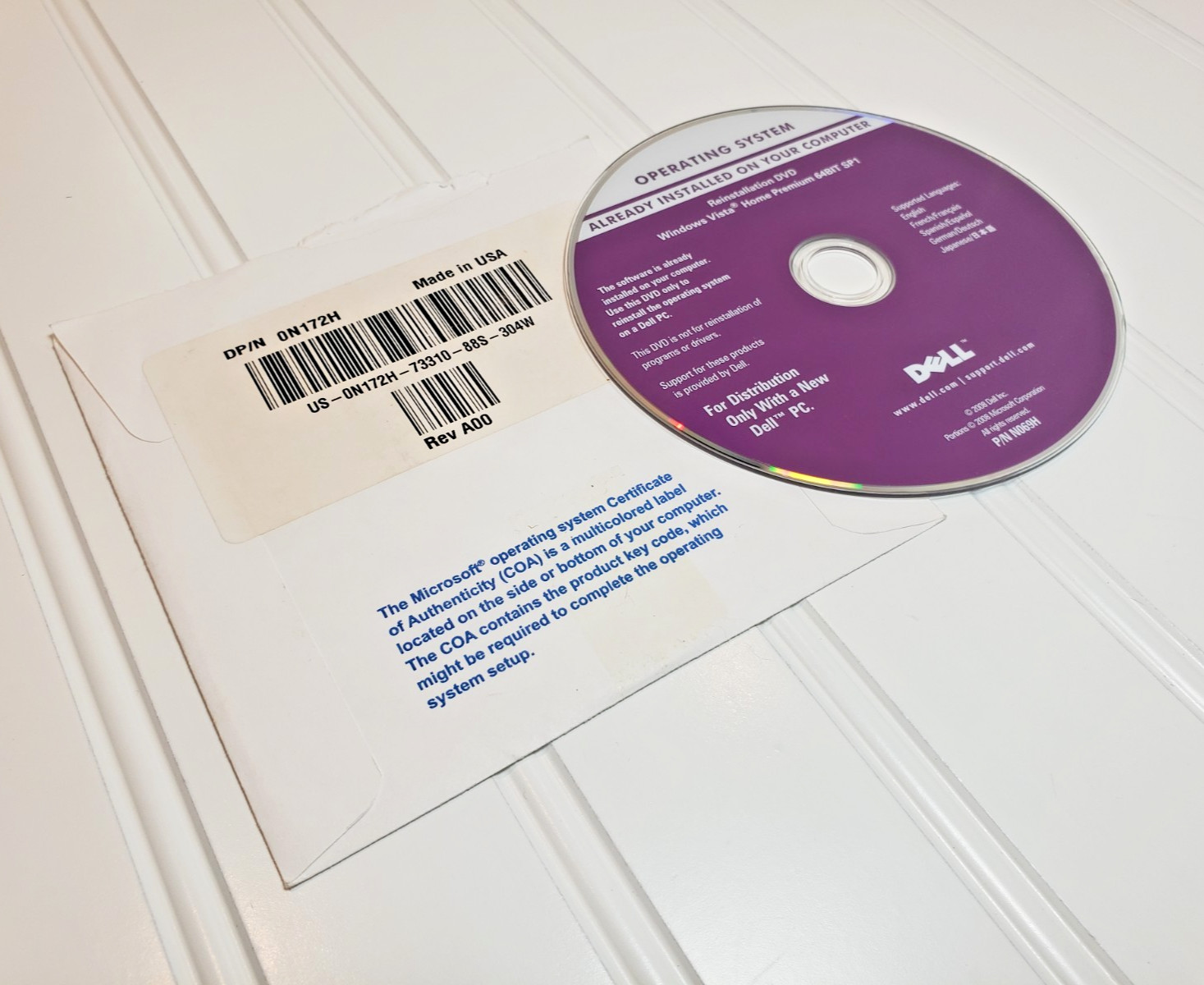 Dell Windows Vista Home Premium 64-bit SP1 Reinstallation DVD Disc P/N N069H