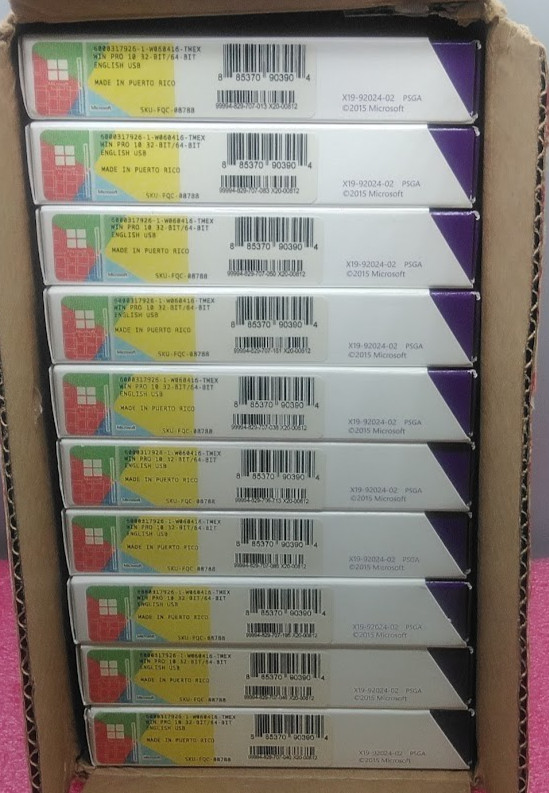 Microsoft Windows 10 Pro – SKU-FQC-08788 – 32-bit 64-bit USB 3 NEW – Lot of 10