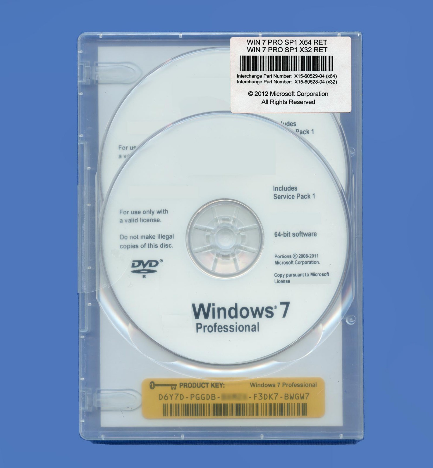 NEW Retail Windows 7 Professional 64 Bit & 32 Bit Full SP1 DVD, & Product Key