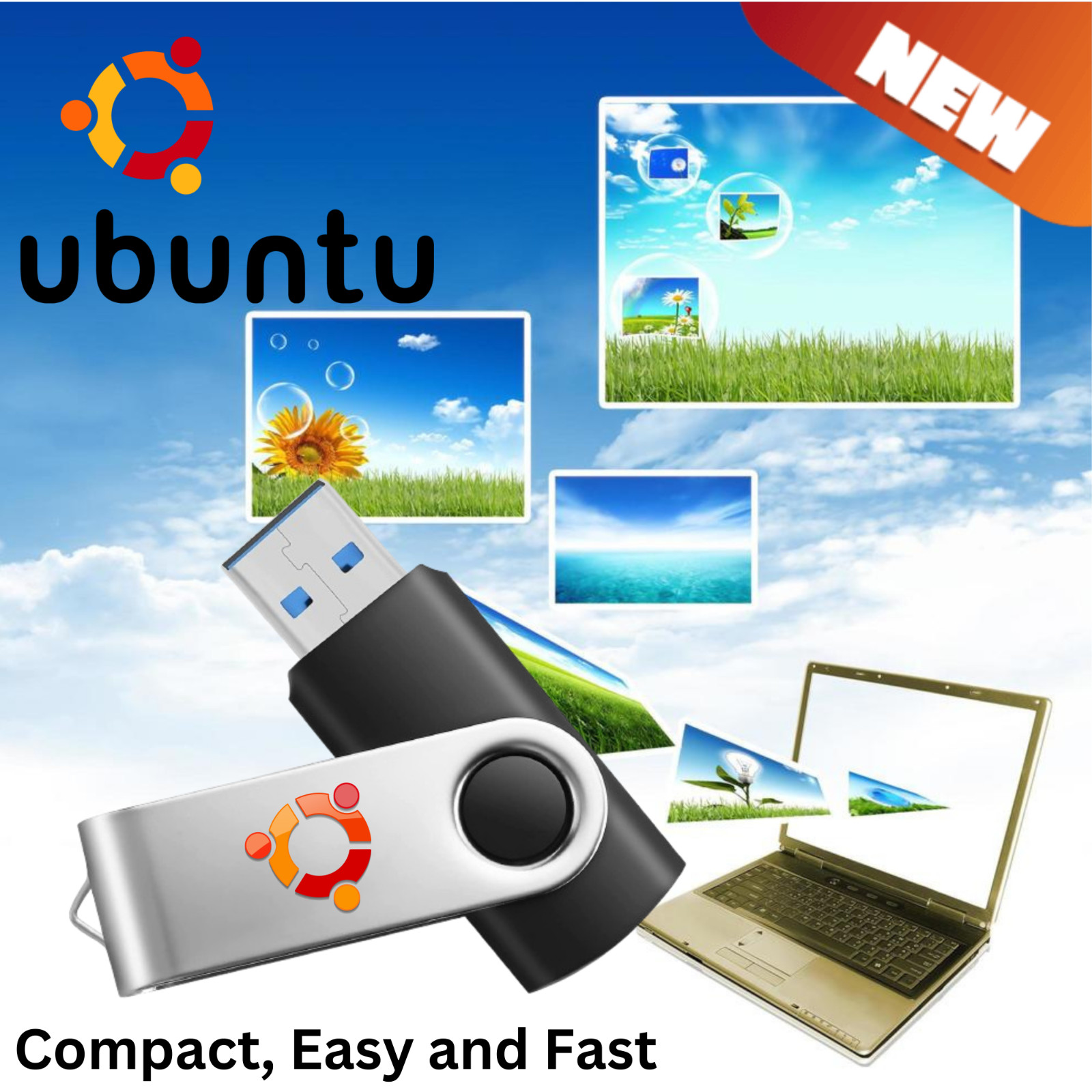 Techs101 Ubuntu 24.04.1 LTS Live OS 8GB Bootable USB Flash Drive