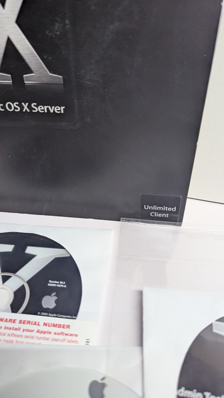 Apple Mac OS X Server 10.3 Panther unlimited clients key, OEM 4 CD Big Box