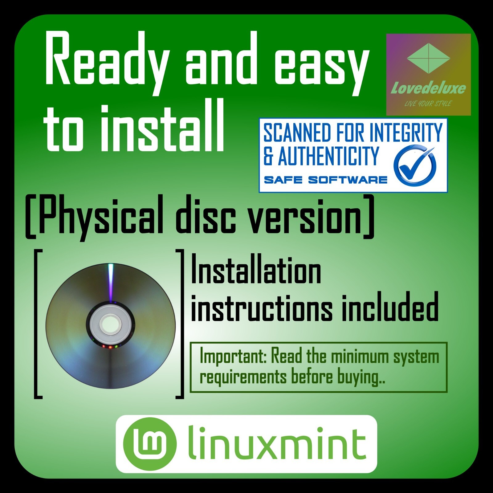 Operating System LINUX MINT 22 Cinnamon (64bit) BOOTABLE Physical Disc.