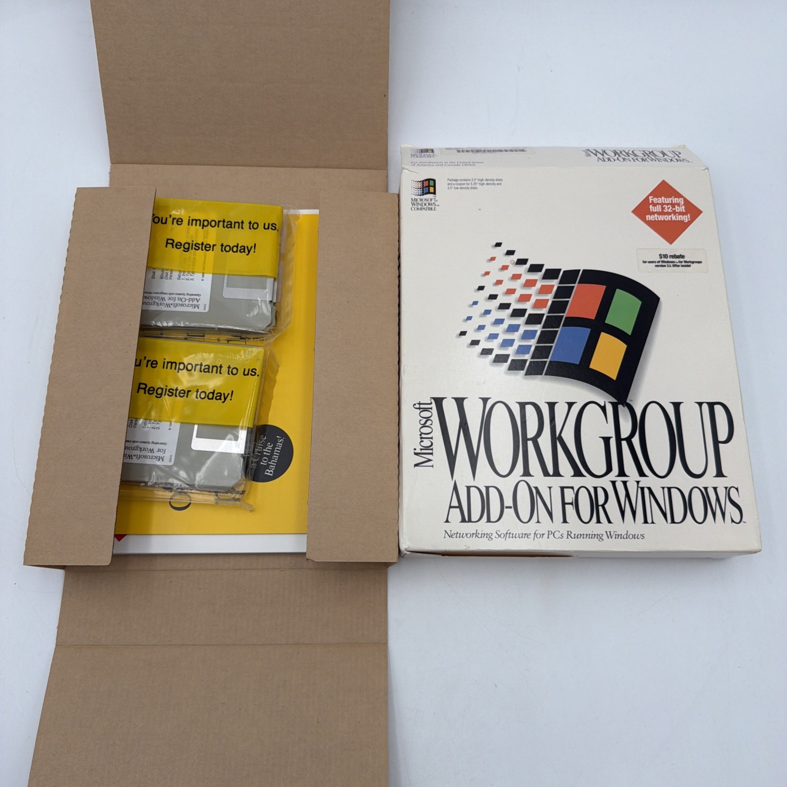 Microsoft Workgroup Add-On Version 3.11 With Papers & 8 NEW Floppy Disks