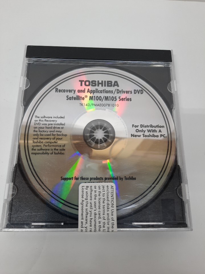 Toshiba Recovery and Application Drivers DVD Satellite M100/M105 NEW SEALED