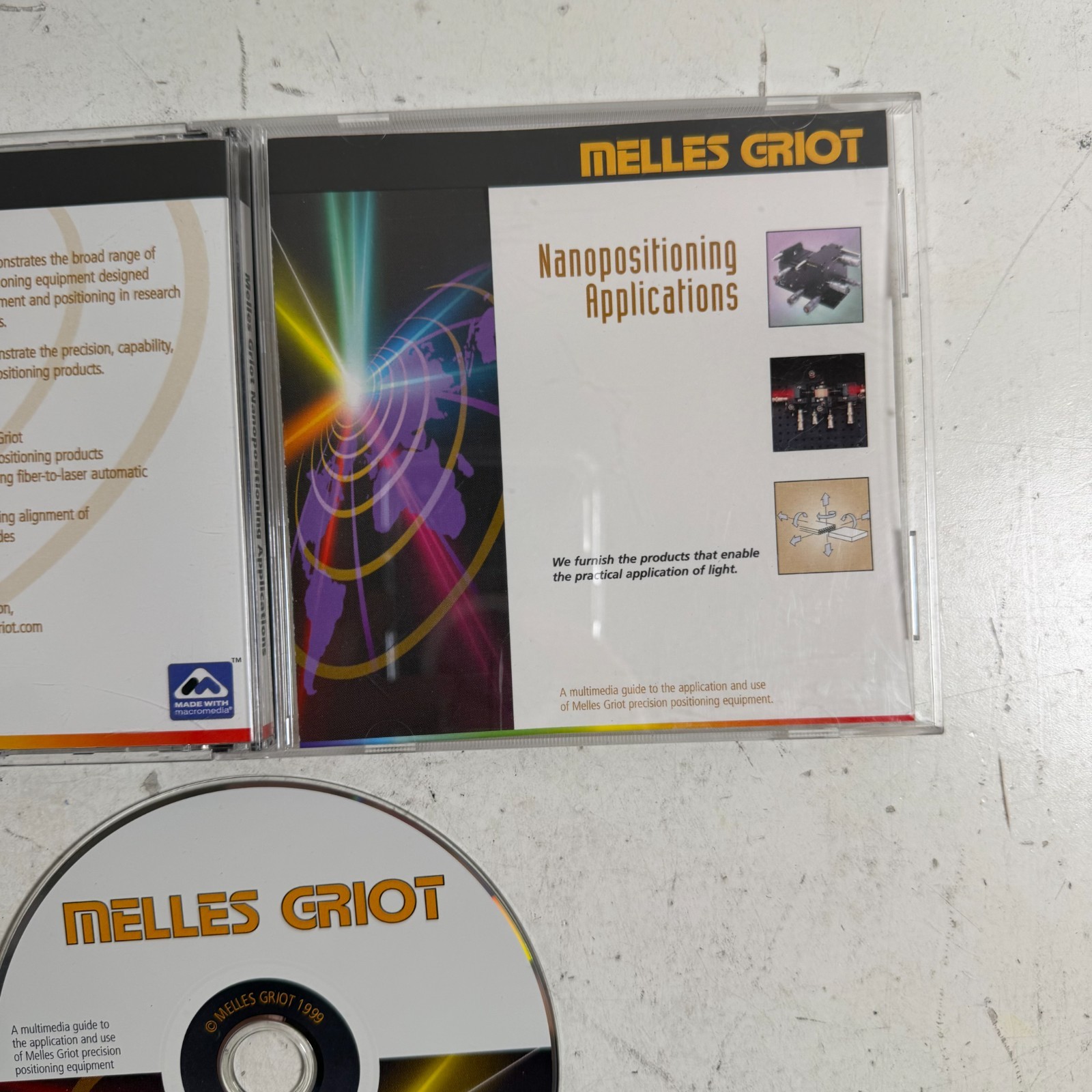 Melles Griot Nanopositioning Applications (CD, 1999) Software For Windows 95