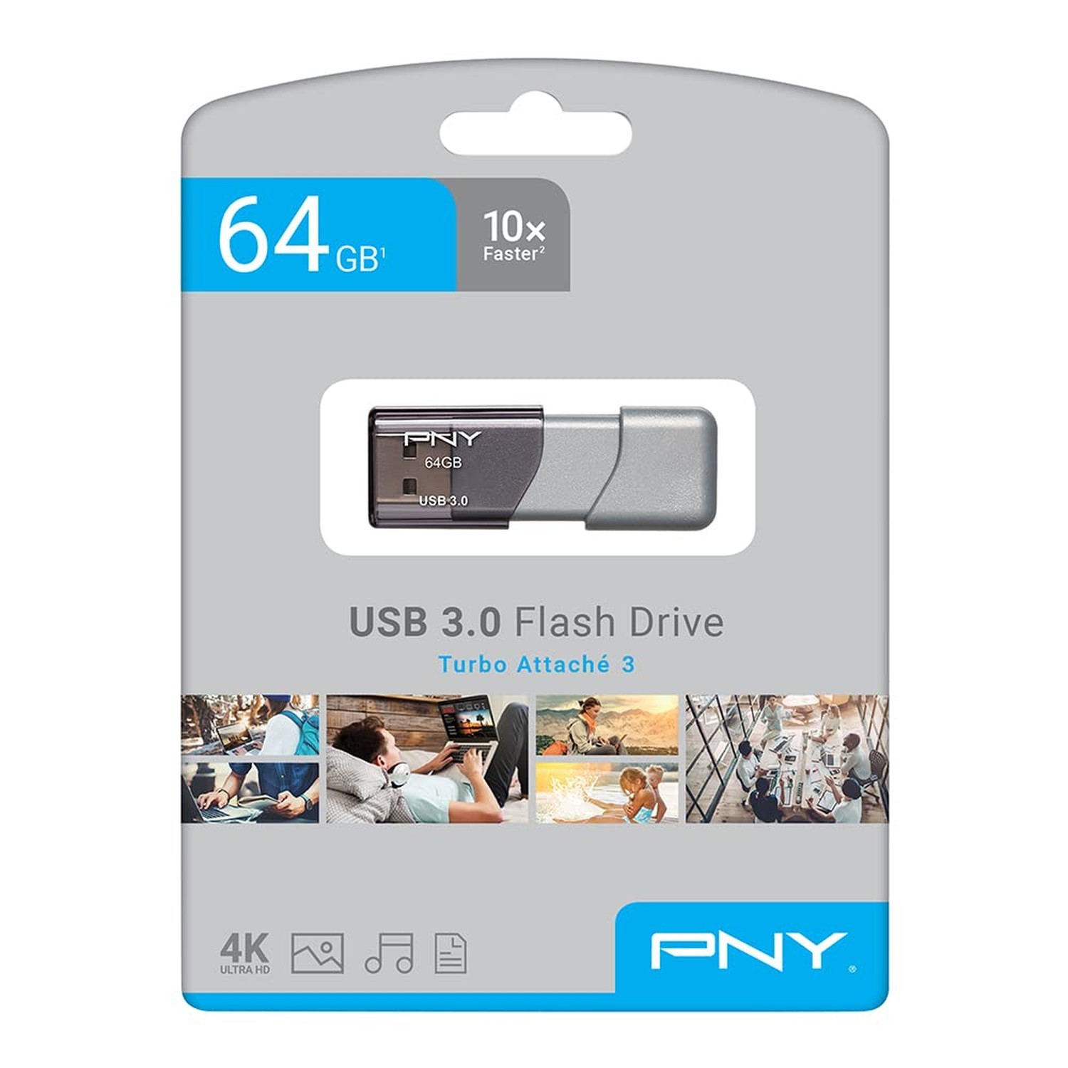 PNY 64GB Turbo Attache 3 USB 3.0 Flash Drive (Pack of 1)
