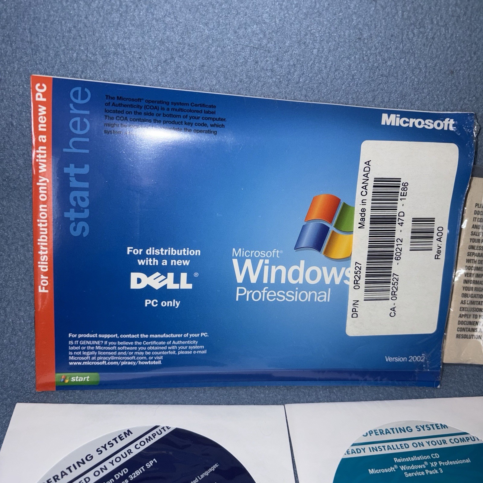 NEW 2002 Dell Reinstallation CD Windows XP Professional Installation Discs Lot