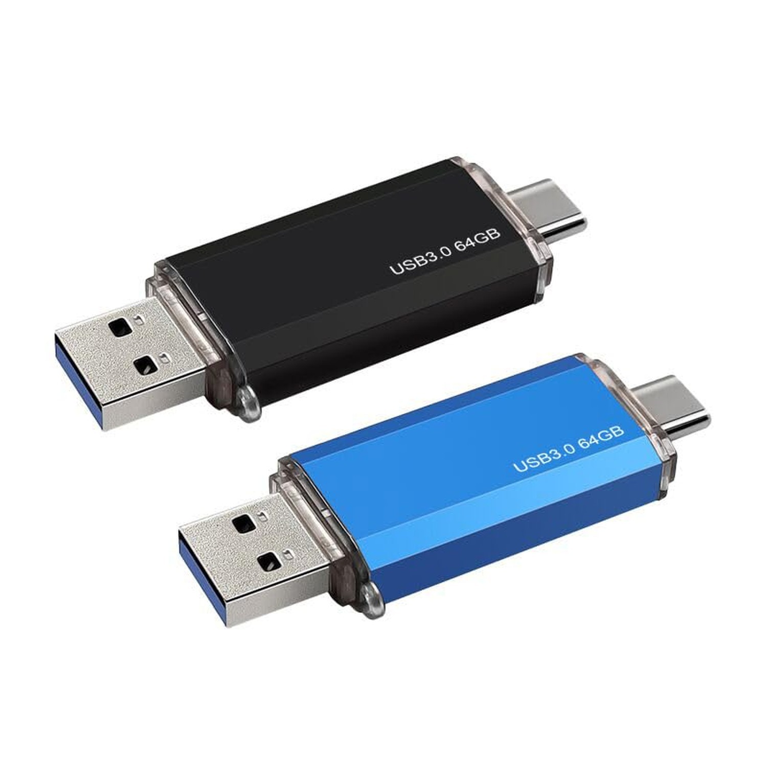 2-Pack 64GB Dual USB 3.0 Flash Drive USB C & USB A 2-in-1, Thumb Drive for Ty…