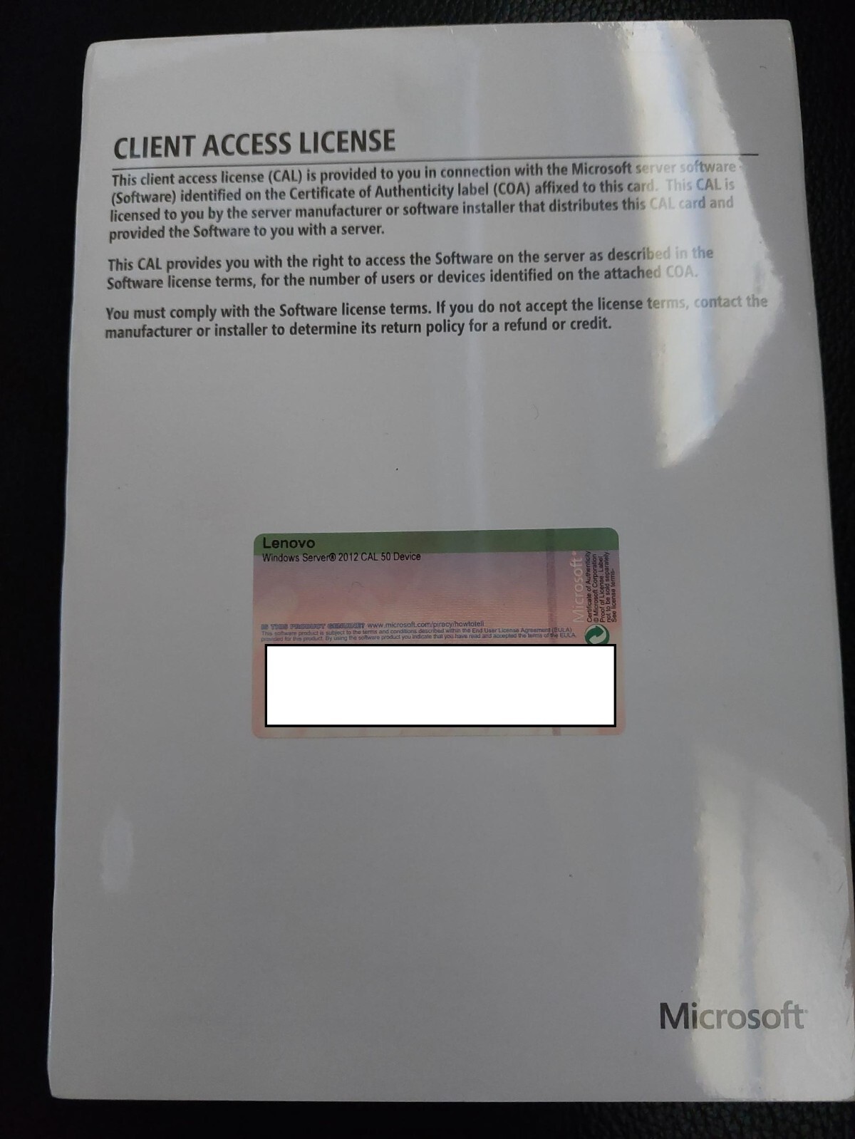 Lenovo Microsoft Windows Server 2012 50 USER CAL Client Access License