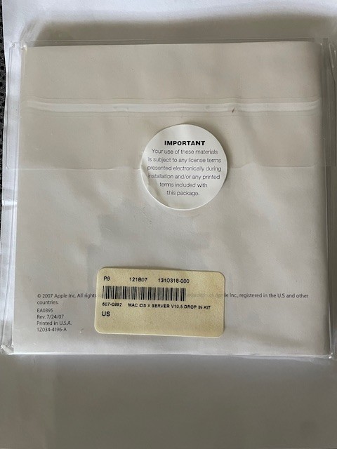 Apple Mac OS X Version 10.5.4 Leopard Server Unlimited Client License