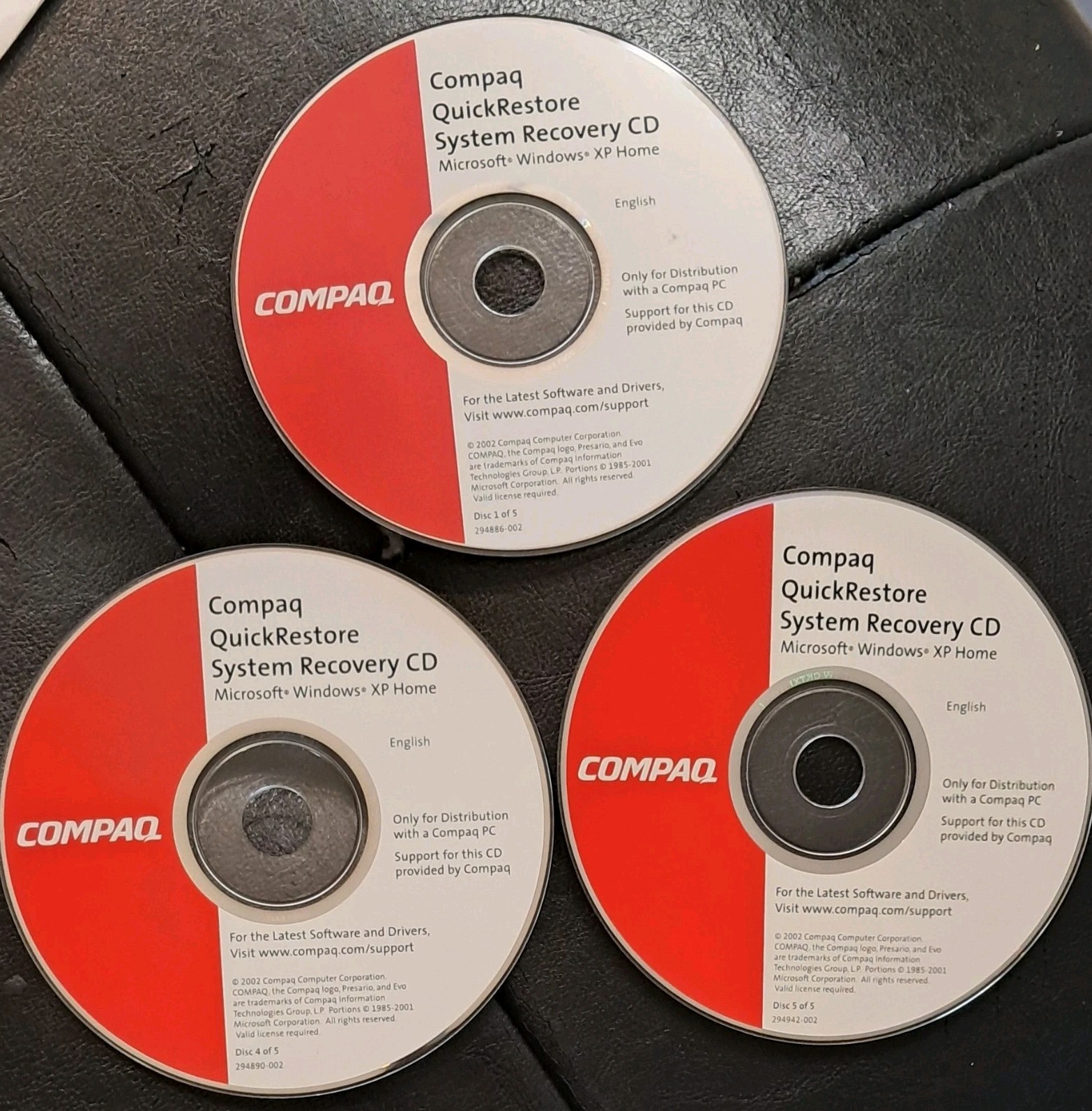 Windows XP Home Compaq QuickRestore System Recovery CD’s 1,4,5
