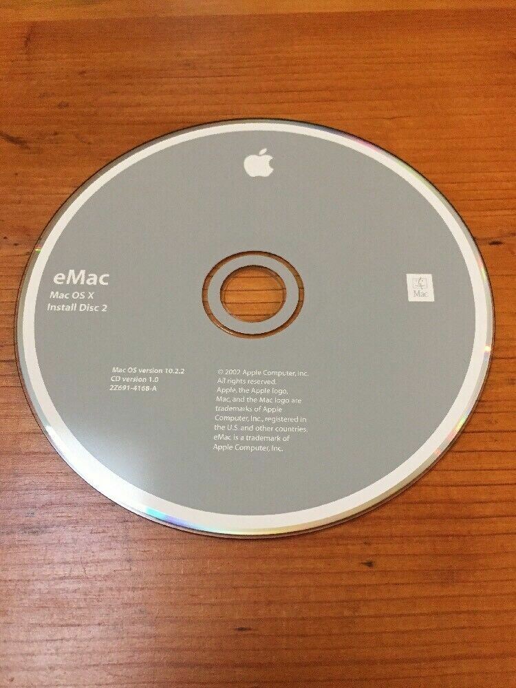 Mac Macintosh eMac OS X 10.2 Install Software Discs CDs 10.2.2 Jaguar 2002