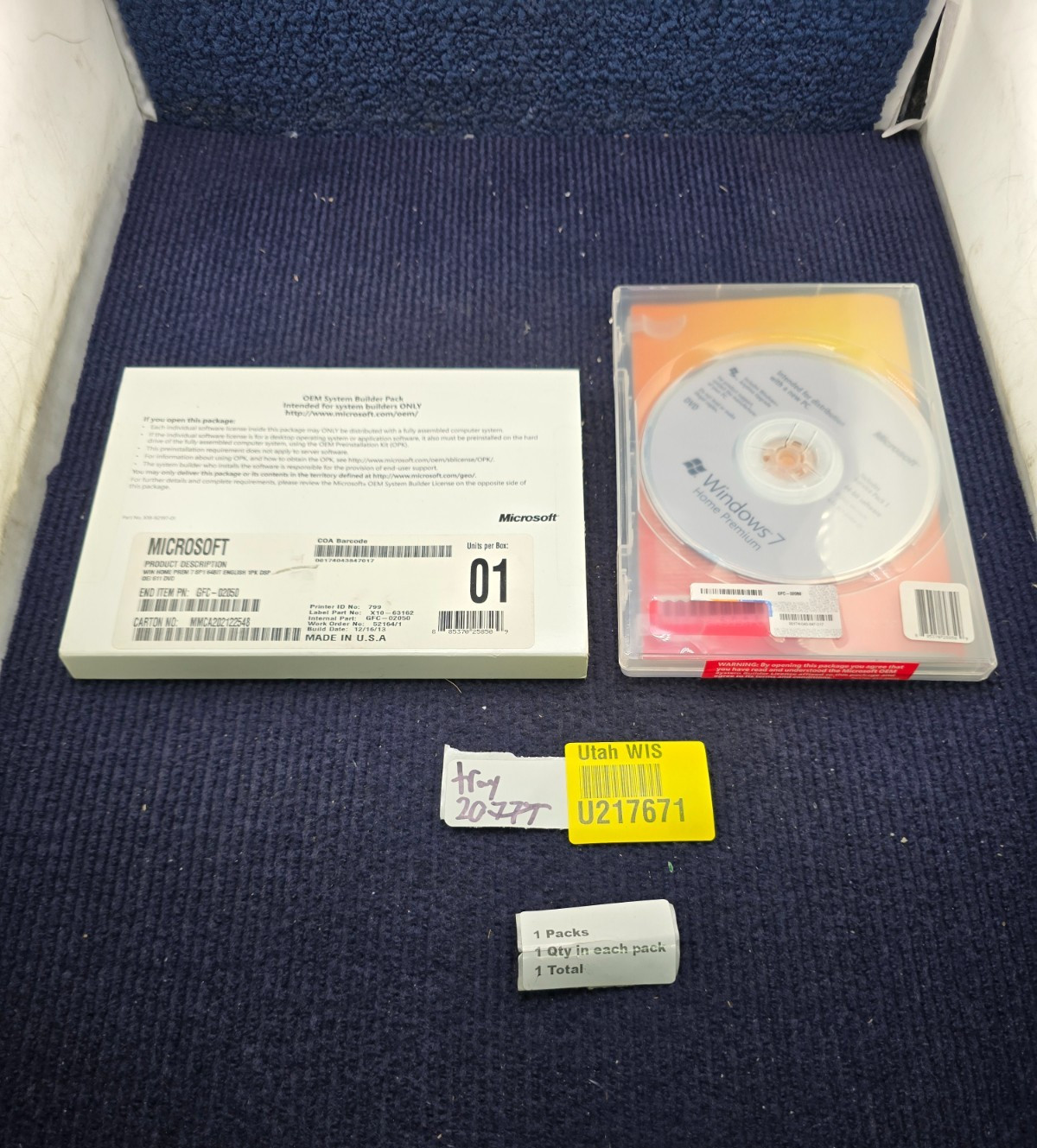 Microsoft GFC-02050 Windows 7 Home Premium SP1 64-Bit System Builder Software
