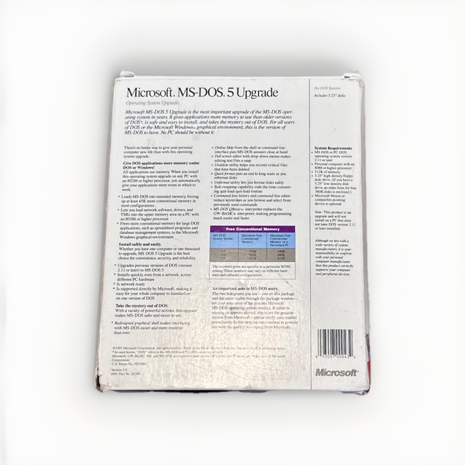 Microsoft MS-DOS 5 Operating System Upgrade 3.5″ Software floppy disks SEALED