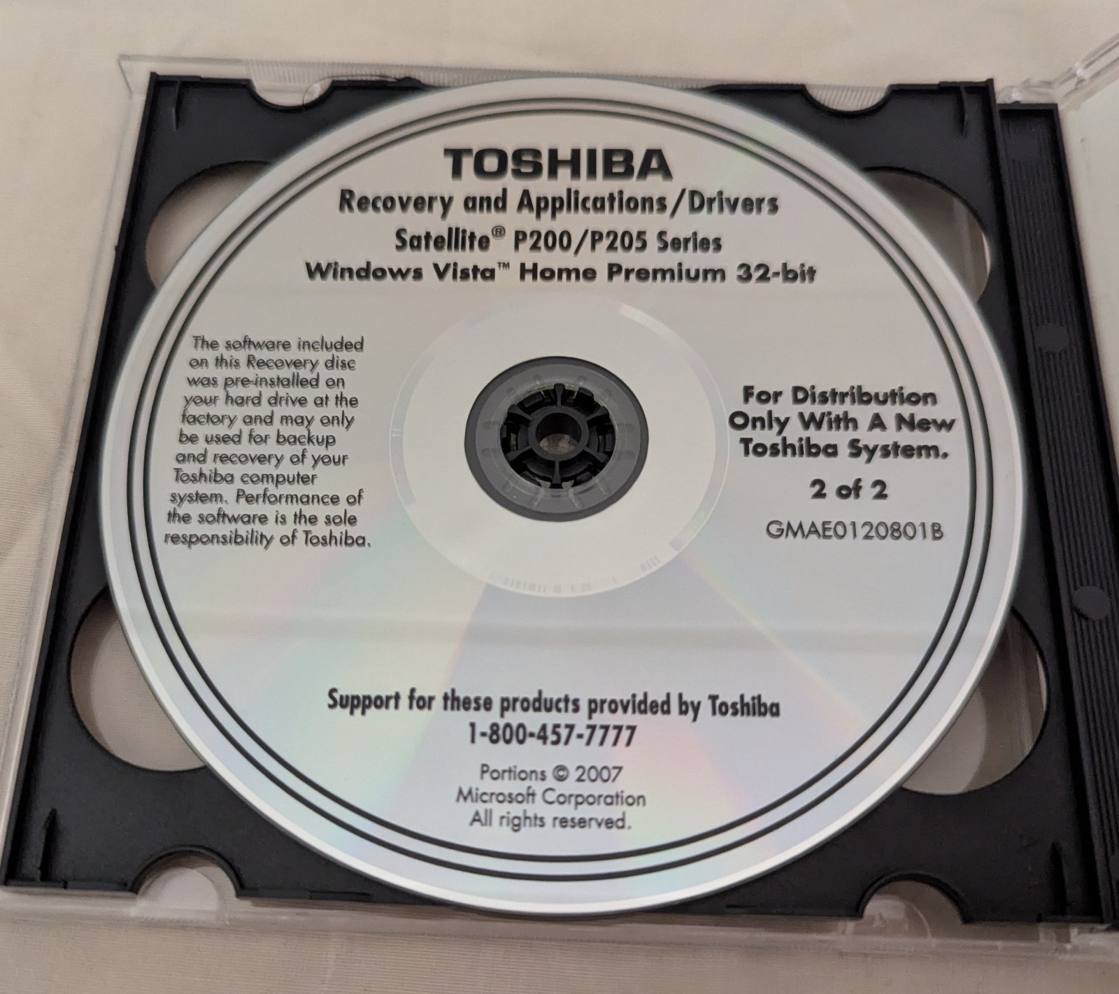 Toshiba Recovery and Application Drivers, Satellite P200/P205 Series, Win Vista