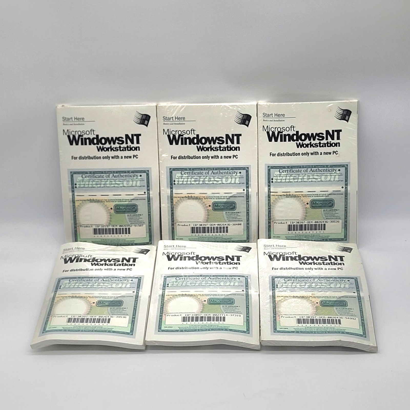 Lot Of 6 Sealed Microsoft Windows NT Workstation 4.0 OEM System Builder