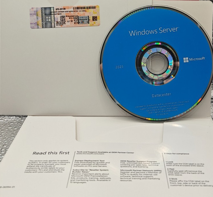 Microsoft Windows Server 2025 Datacenter – 16 Core License & Media (DVD) (OFFER)