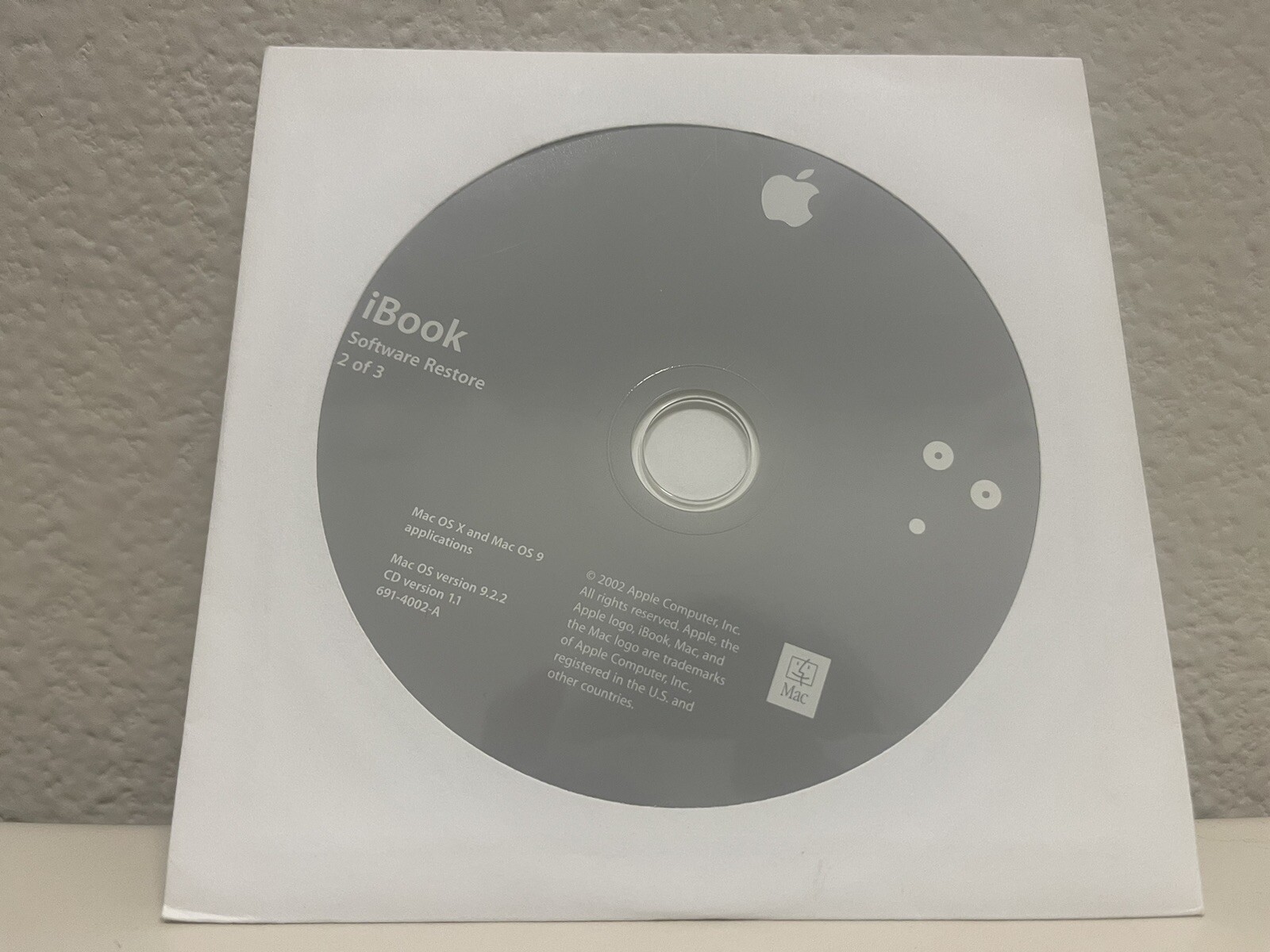 2002 iBook Software Restore Macintosh Mac OS 9.2.2 OSX 10 Programs CD Discs