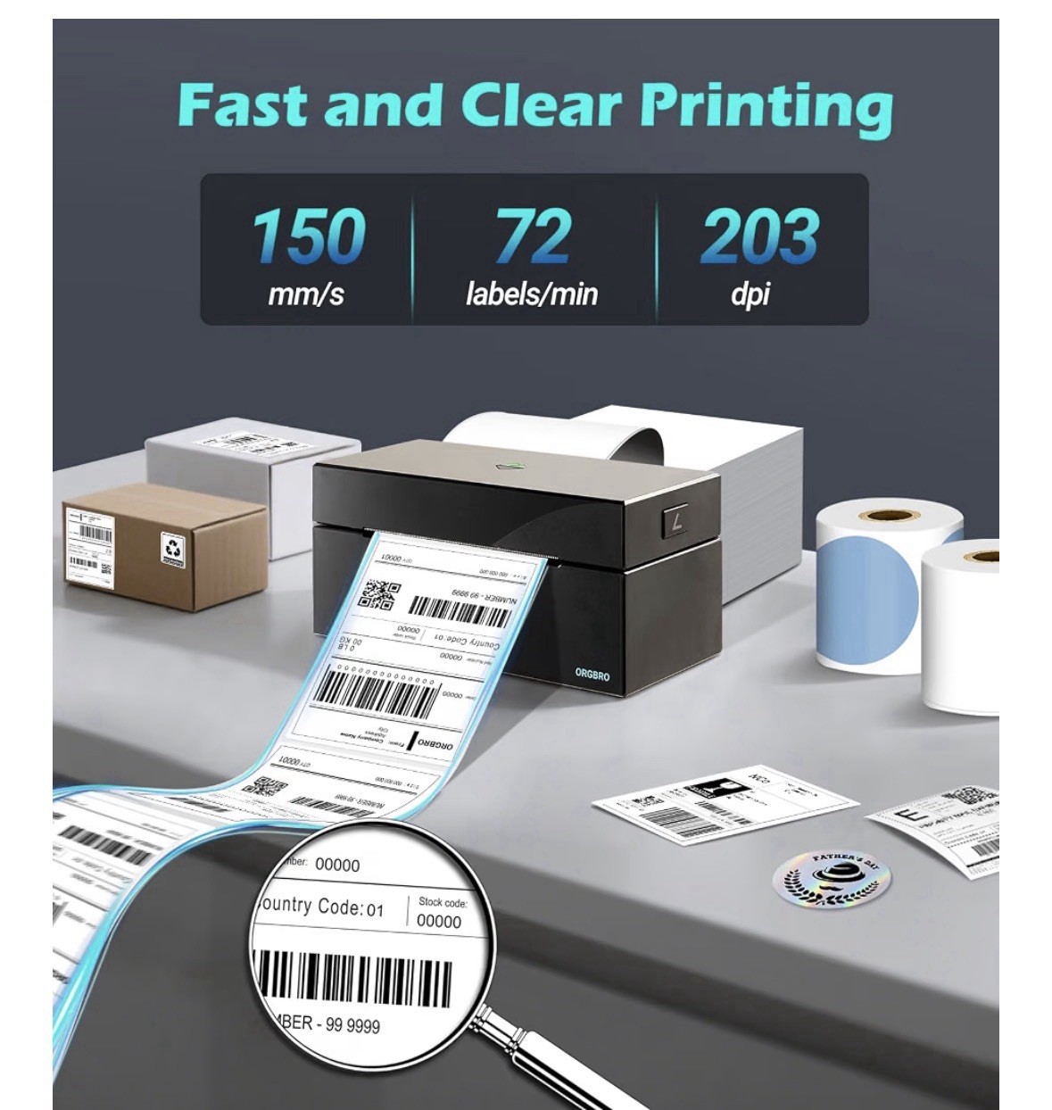 ORGBRO Bluetooth Thermal Shipping Label Printer, Z1-Plus Wirele… USA FAST SHIP