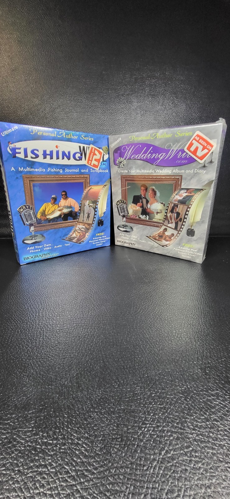 Vintage PC Software .com FISHING & WEDDING Big Box Complete Set CD Manuals WIN95