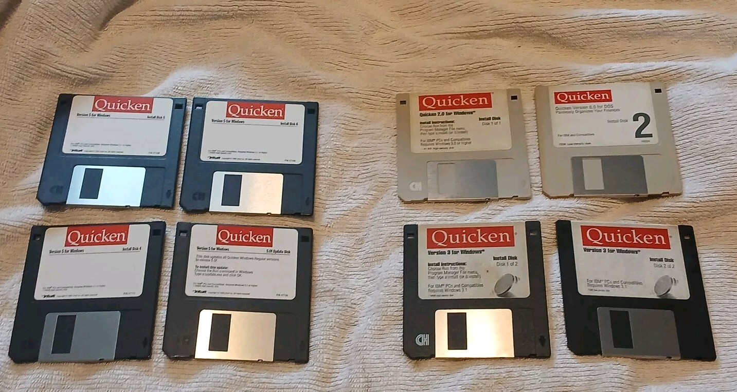 Vintage Quicken Deluxe For Windows 3.5 Floppy Disks Random Disk Lot Of 8