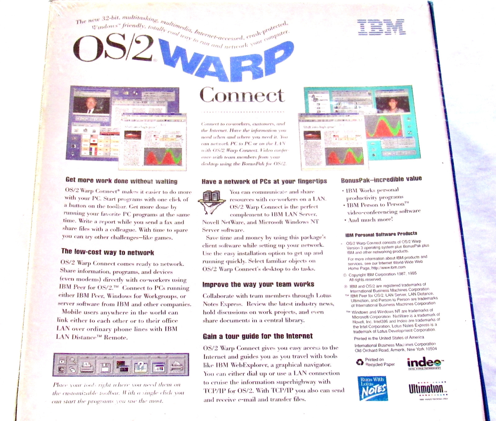 NEW SEALED IBM OS/2 Warp Connect Version 3 CD-Rom Vintage Computer Software