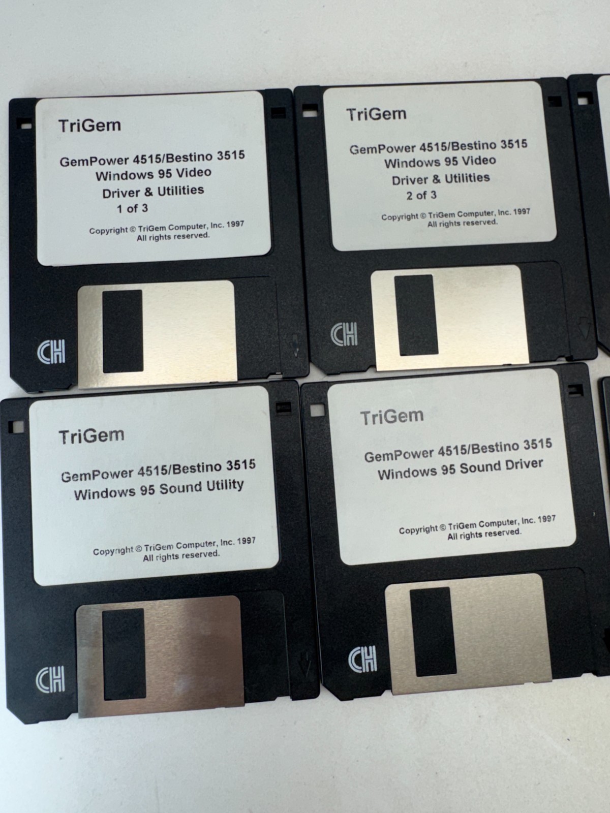Vintage 3.5″ Floppy Disk Lot 9x TriGem Windows 95 Drivers Logitech BitWare DOS