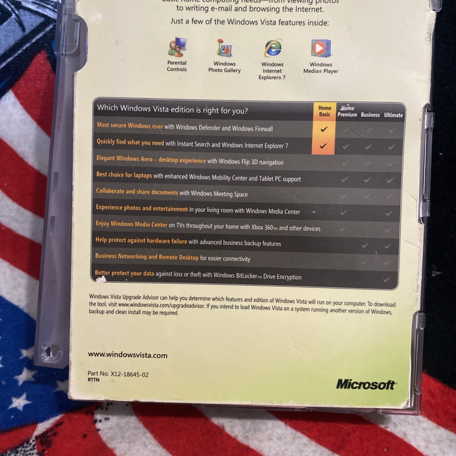 Vintage Microsoft Windows Vista home basic software upgrade 32 bit w/license 1