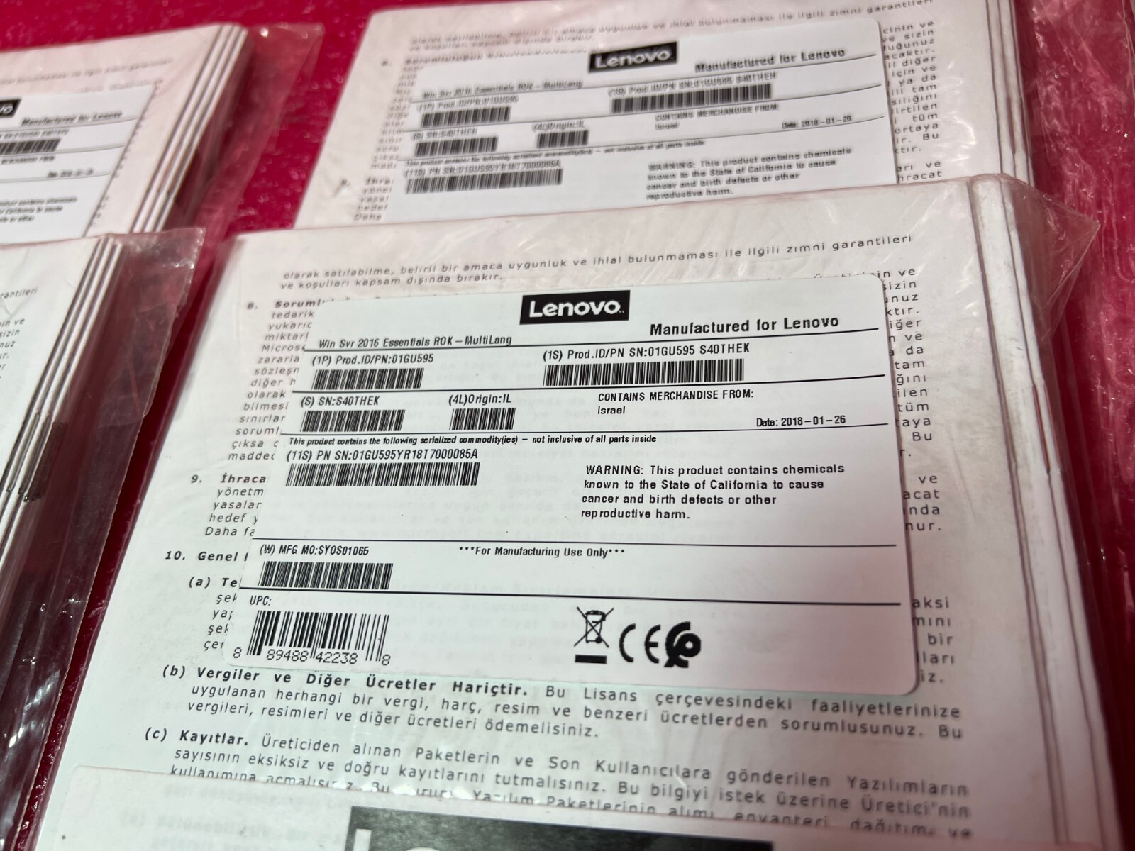 1 Pc LENOVO Software Windows Server 2016 Essentials ROK MultiLanguage 01GU595