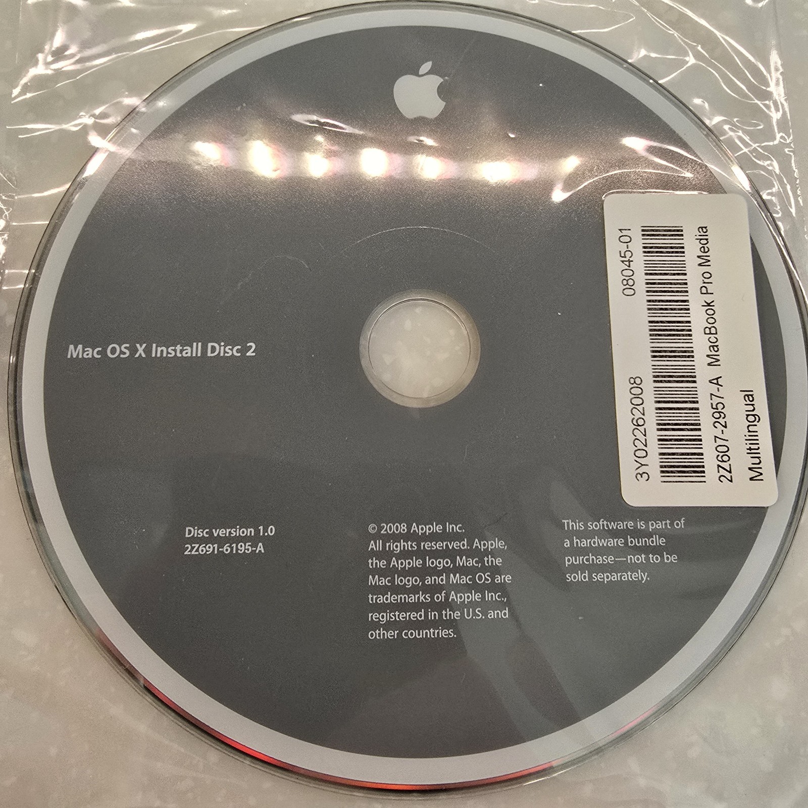 MacBook Pro OS X Install Disc 1 & 2 Version 10.5.2 2008 OEM