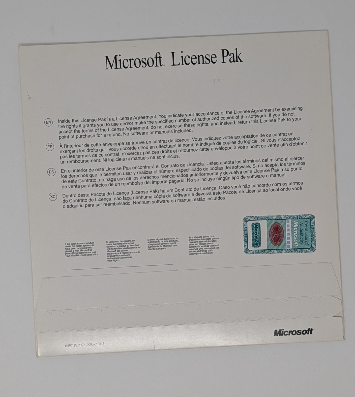 351-00187 Microsoft Windows NT Server 4.0 CAL 1 Client Access License – SEALED