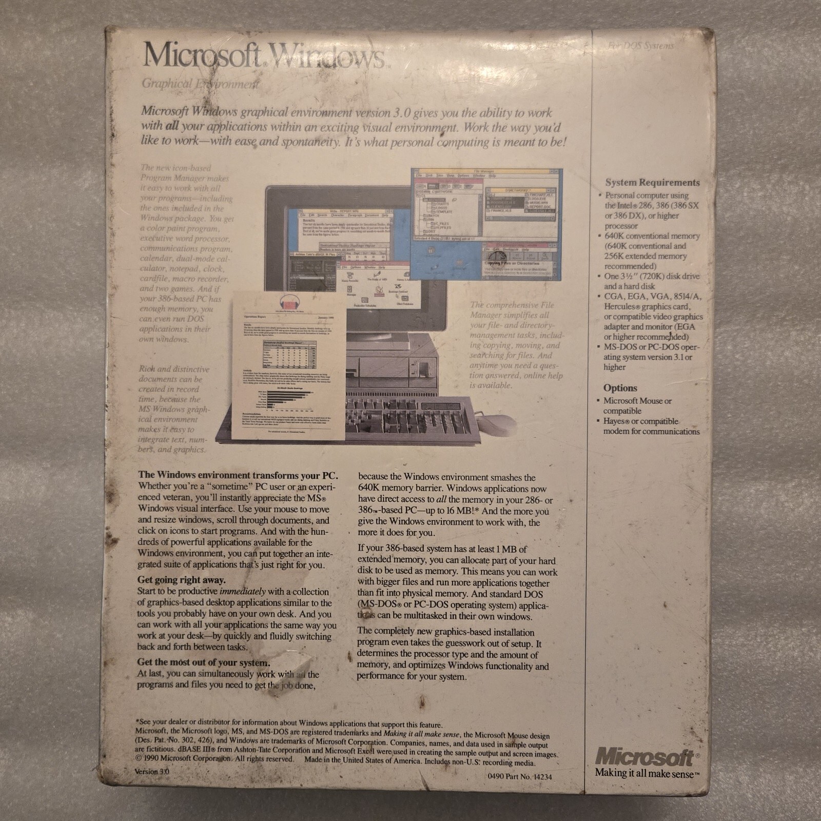 Microsoft Windows 3.0 NEW SEALED VINTAGE 5.25″ Version for DOS Floppy Disk Rare
