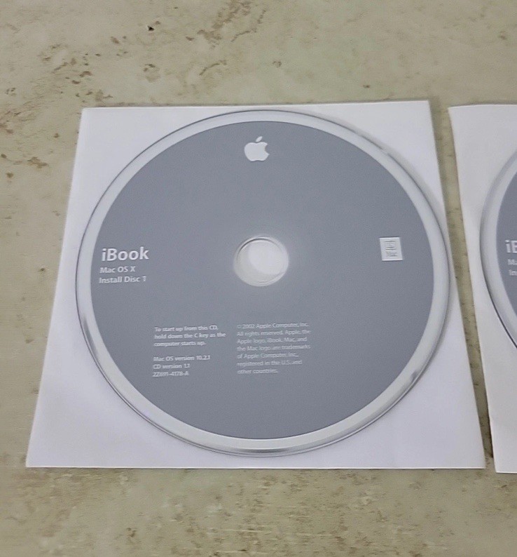 2002 Macintosh iBook Mac OS X 10.2.1 Discs Operating System Install CDs