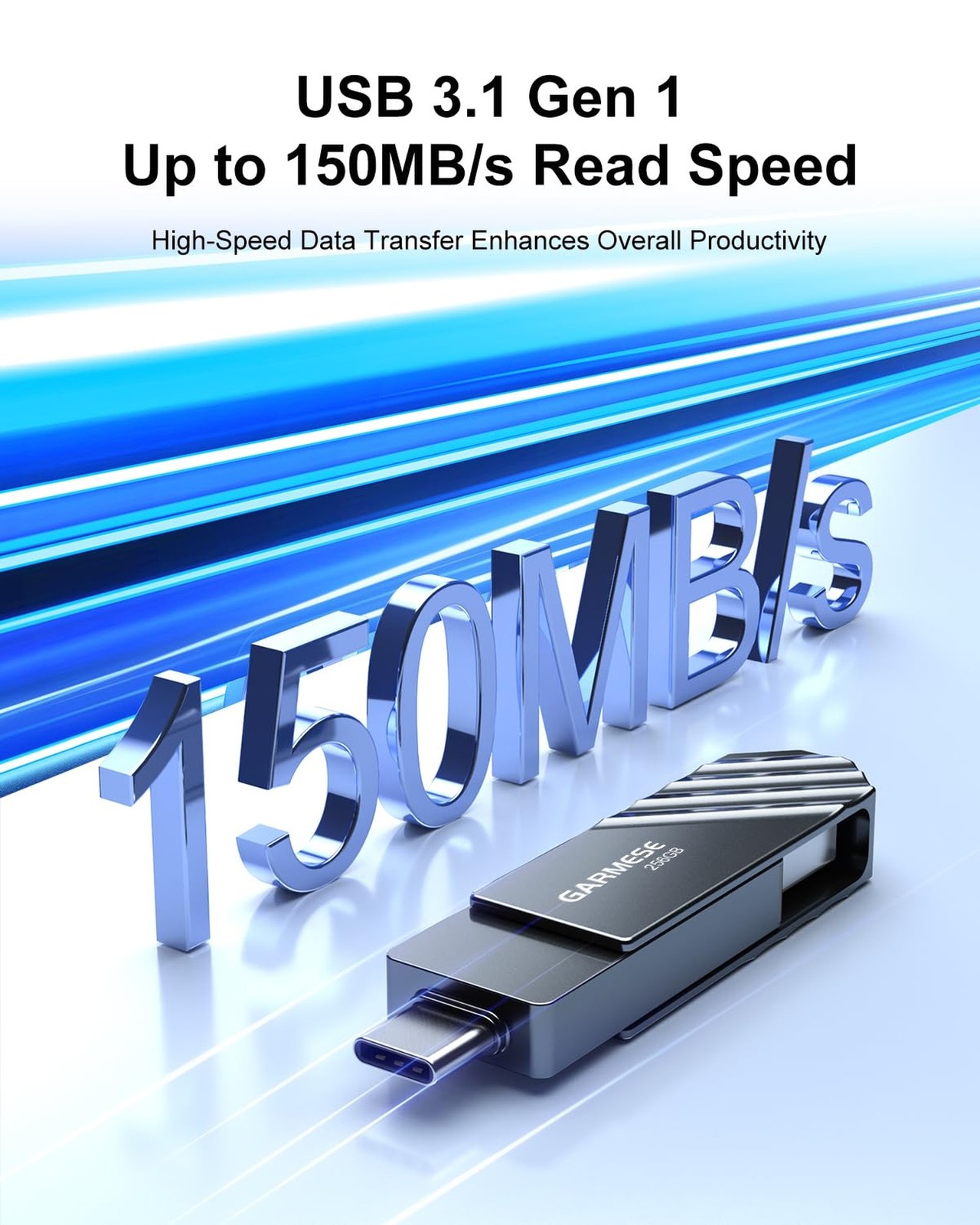 256GB USB C Flash Drive, Read Speed Up to 150MB/s USB 3.1 Gen 1 High-Speed Th…