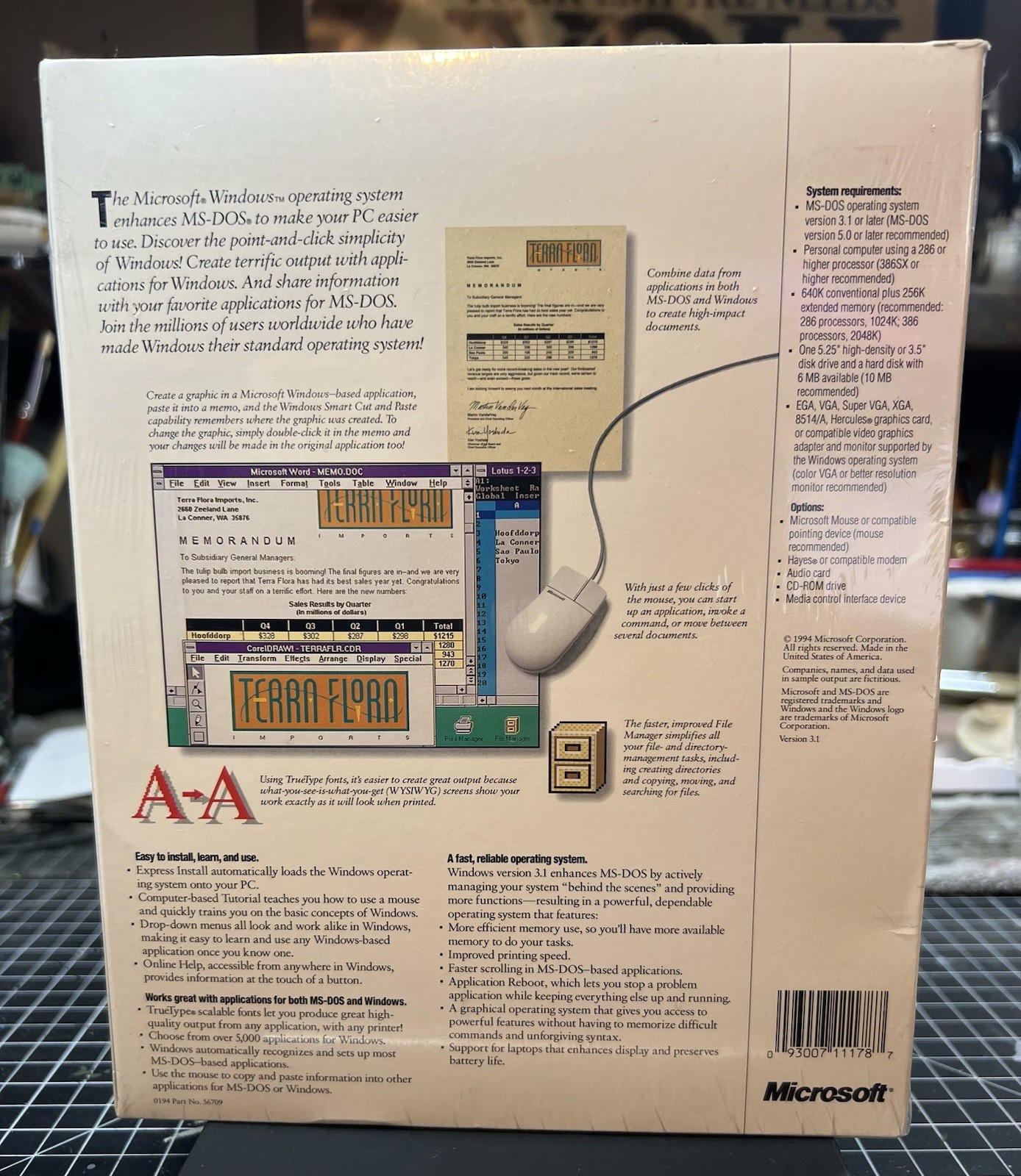 NIB Microsoft Windows 3.1 (3.11) Retail Box Floppy 3.5″ Sealed NEW