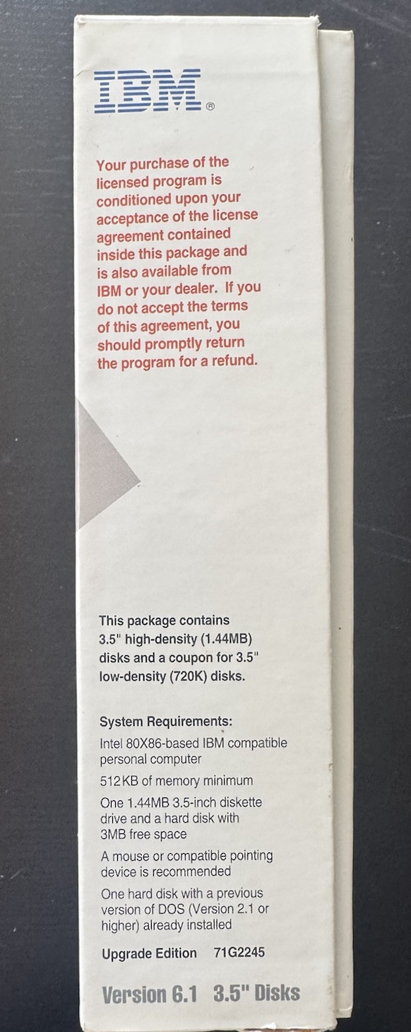 IBM PC DOS 6.1 Upgrade Edition 1993 – Retail Big Box Version!