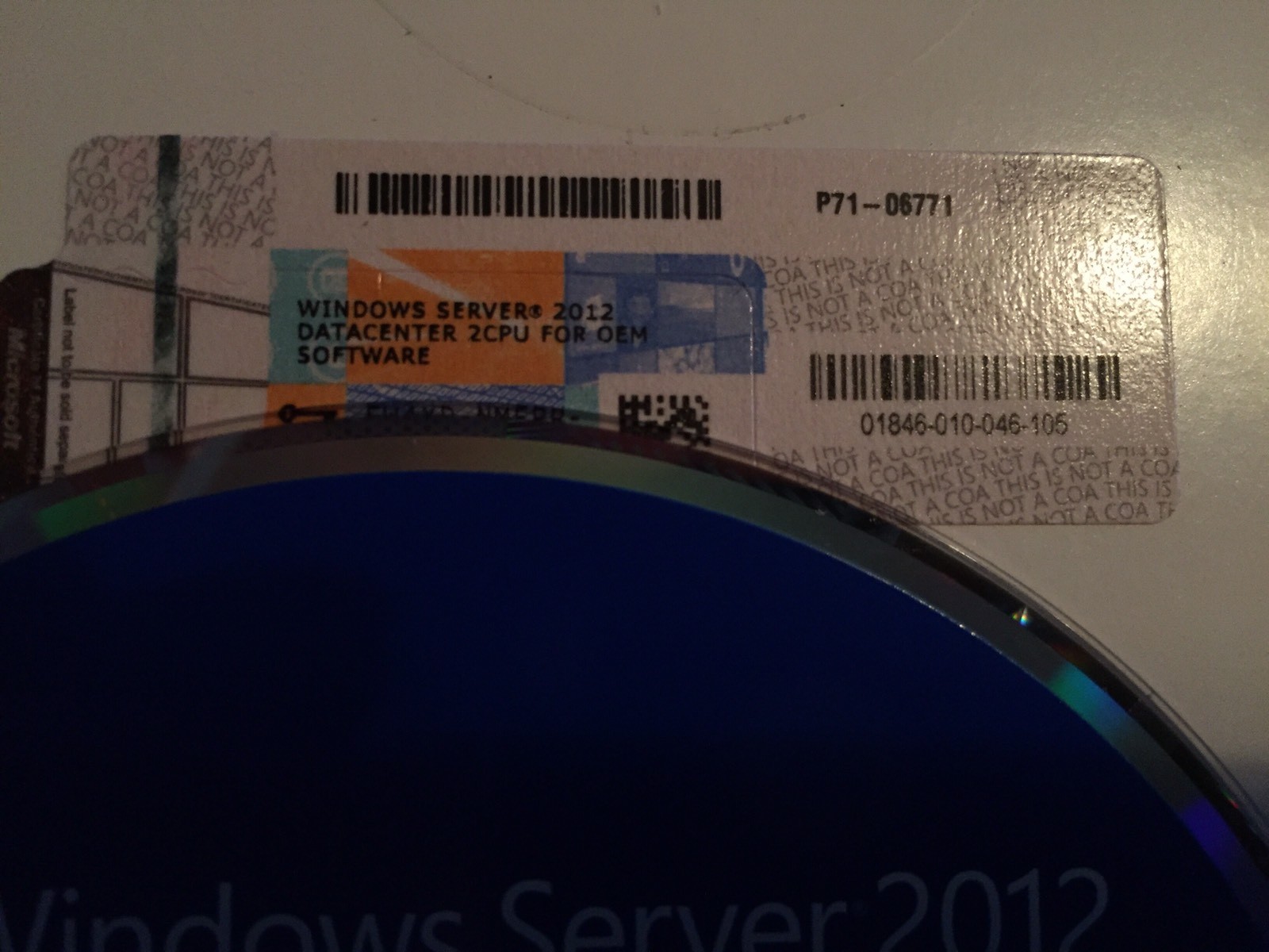 Windows Server Datacenter 2012 DVD 2CPU / SB/OEM Full Version, VAT Invoice
