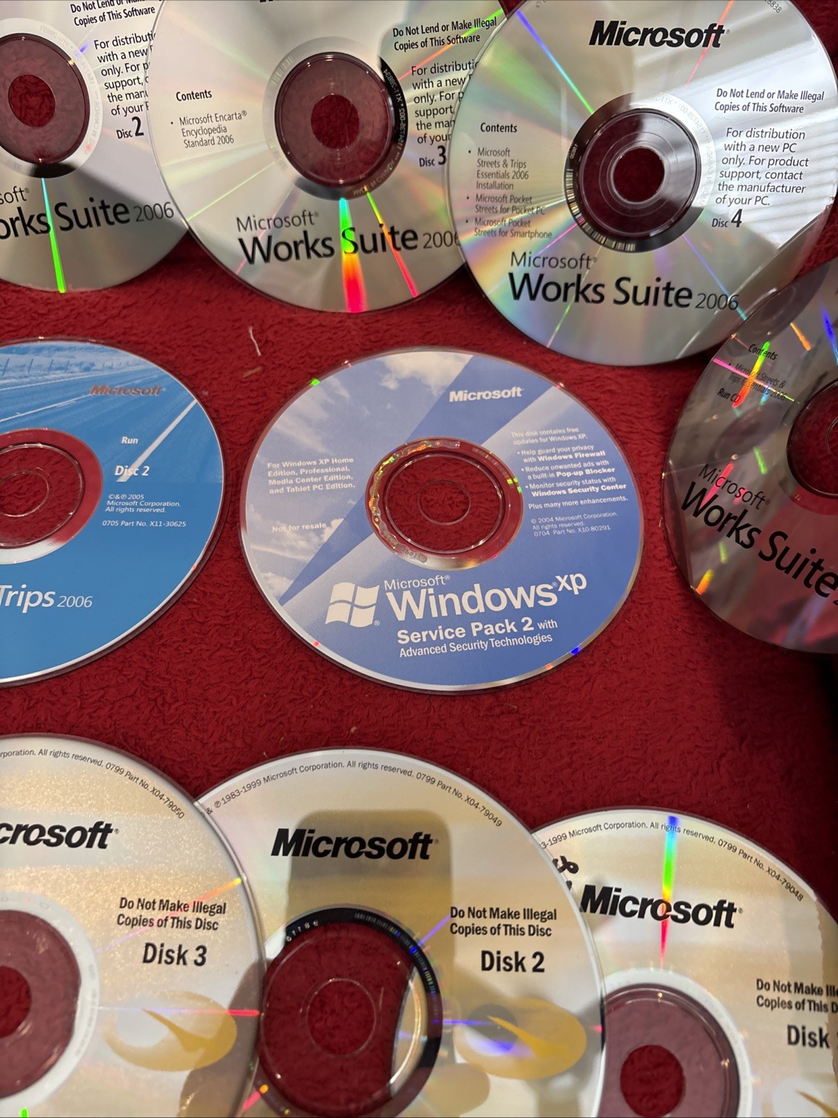 Lot Of 20 Vintage Microsoft Software CDs Office Flight Simulator Works XP Trips